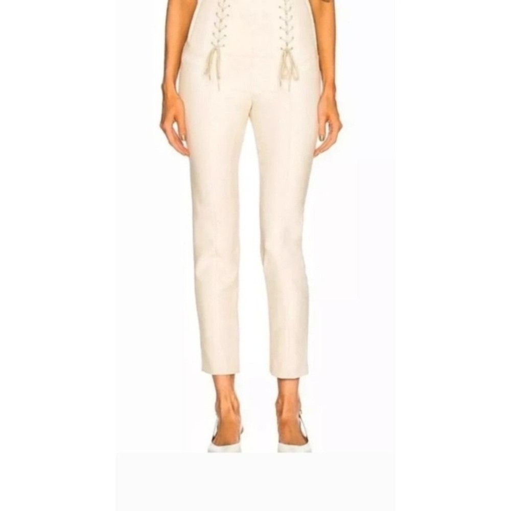Tibi corset Womens High‎ Waist Lace Up Cropped Pants Trousers Beige NWT Size 2